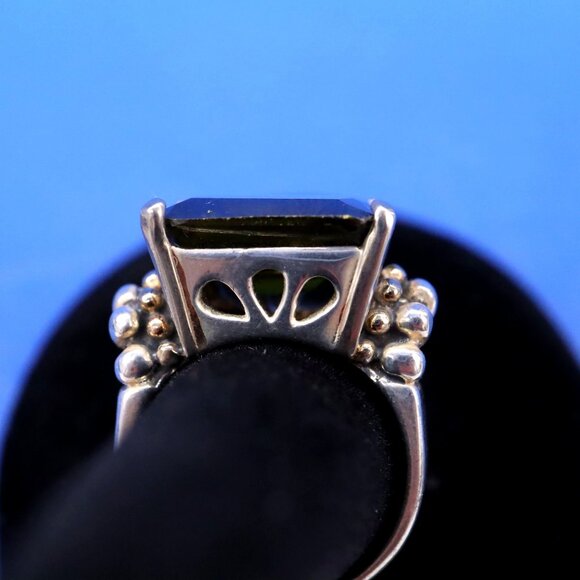 Sterling Silver Large Olive Green CZ Cocktail Statement Ring Size 5.5 - Picture 4 of 7
